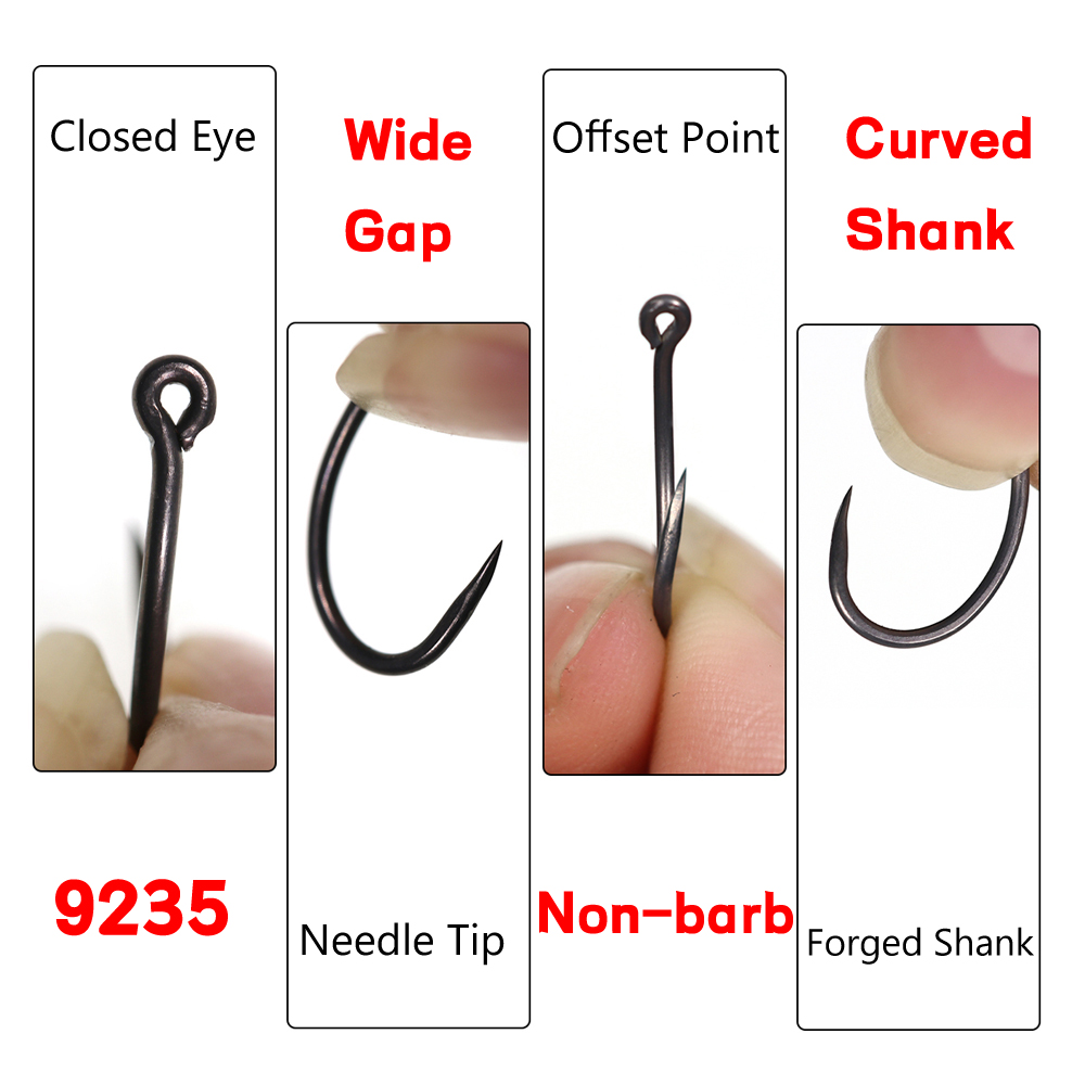 50PCS Matt Black Carp Fishing  - огляд і ціна Fishing Hook Barbless